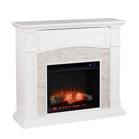 Image of Electric fireplace w/ faux stone surround Image 4