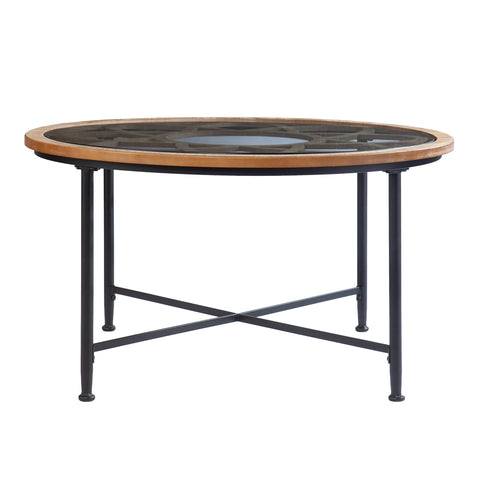 Image of Round coffee table with inset glass top Image 3
