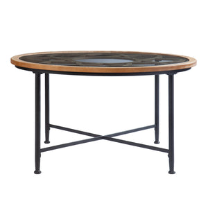 Round coffee table with inset glass top Image 3