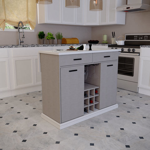 Image of Stationary kitchen island w/ drop-leaf countertop Image 1