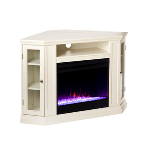 Corner convertible media fireplace w/ color changing flames Image 5