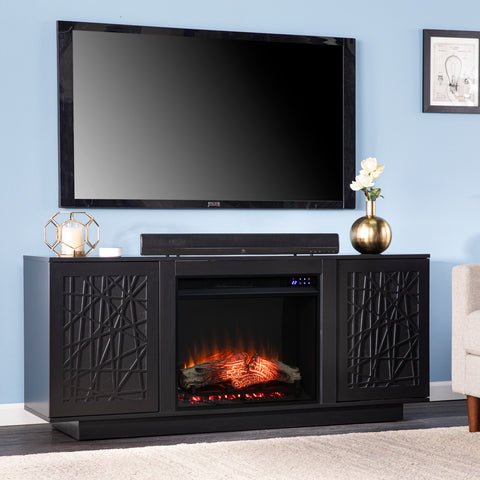 Image of Low-profile media cabinet w/ electric fireplace Image 1