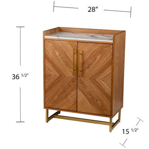 Image of Multifunctional bar cabinet w/ faux marble top Image 10