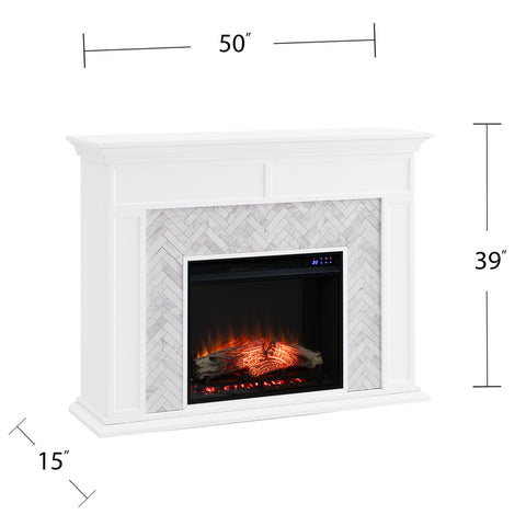 Image of Torlington Marble Tiled Touch Screen Electric Fireplace