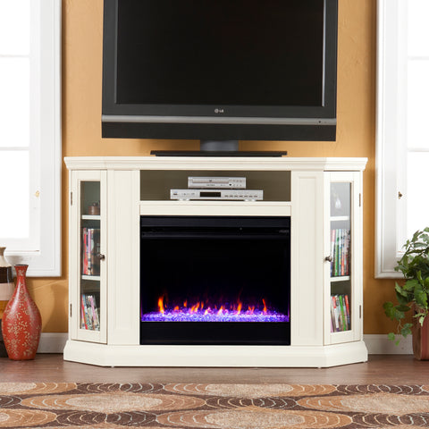 Image of Corner convertible media fireplace w/ color changing flames Image 1