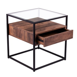 Industrial side table w/ glass top Image 10