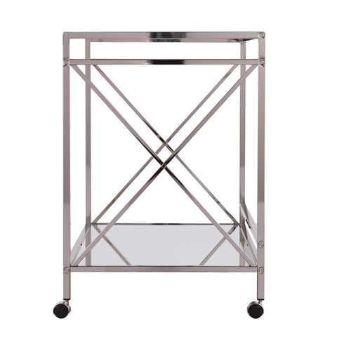 Glass-top bar cart w/ wheels Image 5