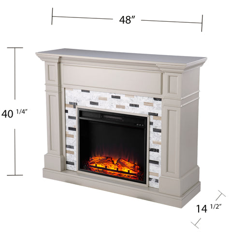 Image of Classic electric fireplace with multicolor marble surround Image 8