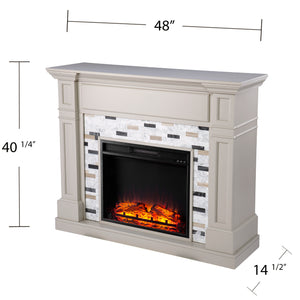 Classic electric fireplace with multicolor marble surround Image 8