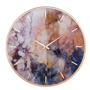 Watercolor printed clock face accented with a gold frame Image 3