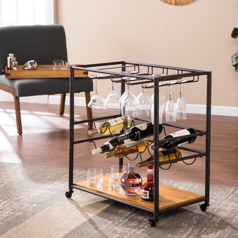 Image of Kitchen cart with wine rack and glassware storage Image 3