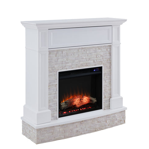 Image of Media fireplace w/ faux stone surround Image 4