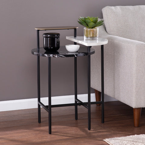 Round side table with display storage Image 1