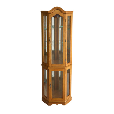 Image of Space saving, lighted corner design curio with mirrored back Image 2