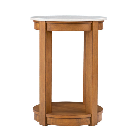 Image of Faux marble top end table w/ display storage Image 3
