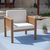 Outdoor cushioned chair w/ fold-out tray table Image 1