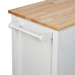 Features butcher block, 1 drawer, 1 double-door cabinet with fixed shelf, 3 open fixed shelves, and 1 towel rack Image 6