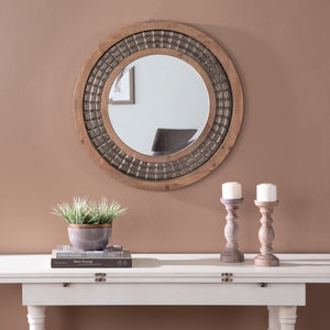 Round mirror with decorative trim Image 1