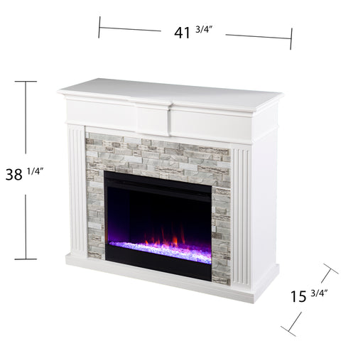 Image of Color changing electric fireplace w/ modern faux stone surround Image 8