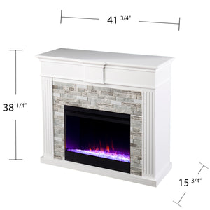 Color changing electric fireplace w/ modern faux stone surround Image 8
