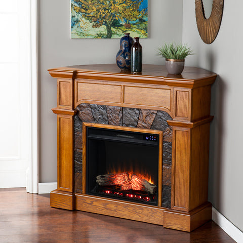 Image of Corner convenient electric fireplace TV stand Image 3