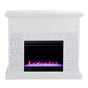 Modern electric fireplace w/ mirror accents Image 3