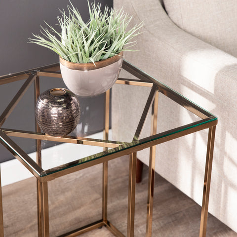 Image of Square side table w/ glass top Image 2