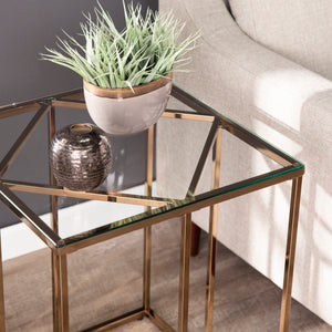 Square side table w/ glass top Image 2
