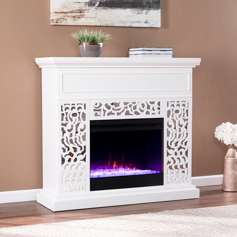 Image of Modern electric fireplace w/ mirror accents Image 1
