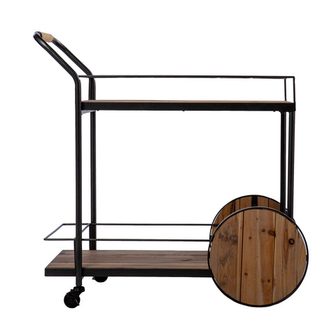 Image of Reclaimed wood bar cart w/ wheels Image 4
