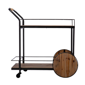 Reclaimed wood bar cart w/ wheels Image 4