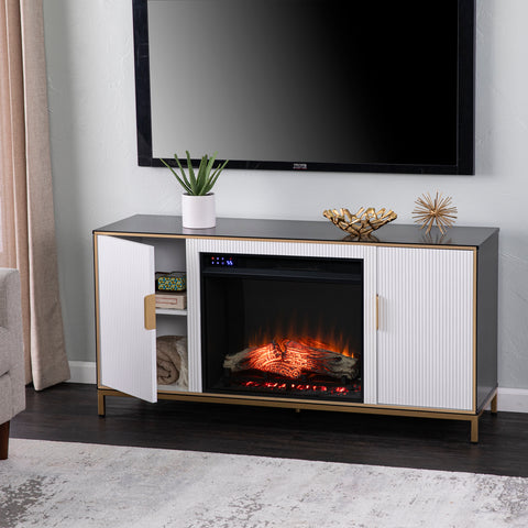 Image of Modern electric fireplace w/ media storage Image 5