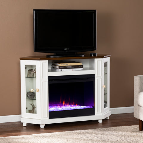 Image of Two-tone color changing fireplace w/ media storage Image 1