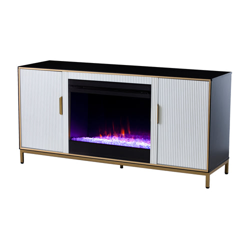 Image of Modern electric fireplace w/ media storage Image 4