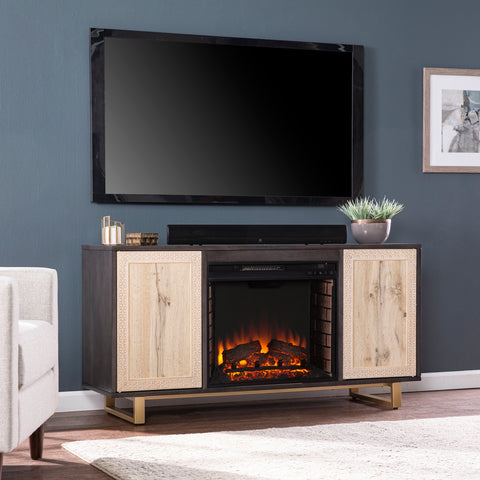 Image of Modern electric fireplace w/ storage Image 1