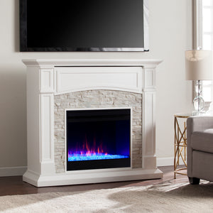 Seneca Color Changing Media Fireplace – White