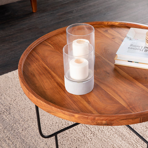 Image of Round cocktail table w/ tray-top look Image 3