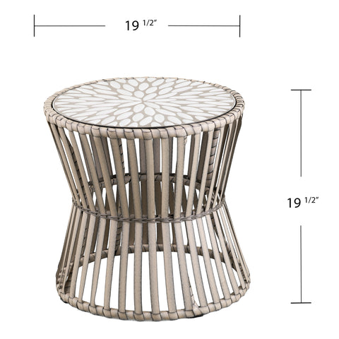 Image of Outdoor accent table w/ mosaic tile top Image 7