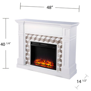 Classic electric fireplace w/ modern marble surround Image 8