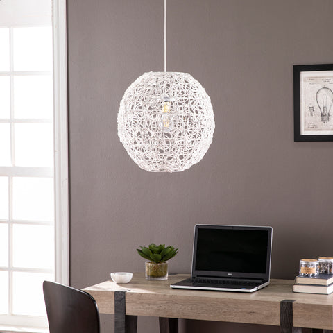 Image of Round pendant shade w/ woven look Image 1